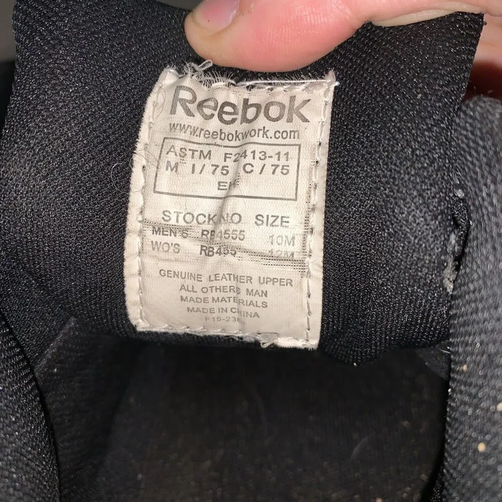 Reebok Tiahawk Work Boots Black Waterproof Mens Size 10 Black